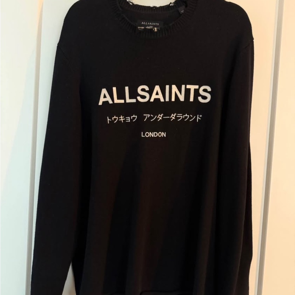 All Saints Black Crewneck Sweater